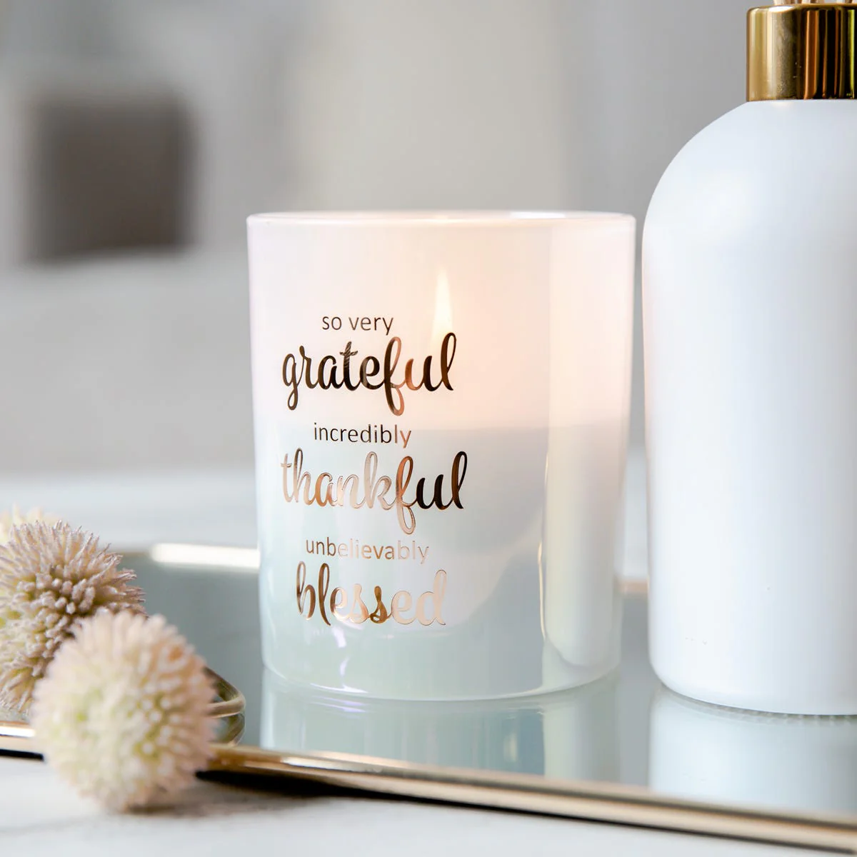 Oxford Candle Jar - White - Rose Gold Foil "Grateful" - Large - 1 of - Image 4