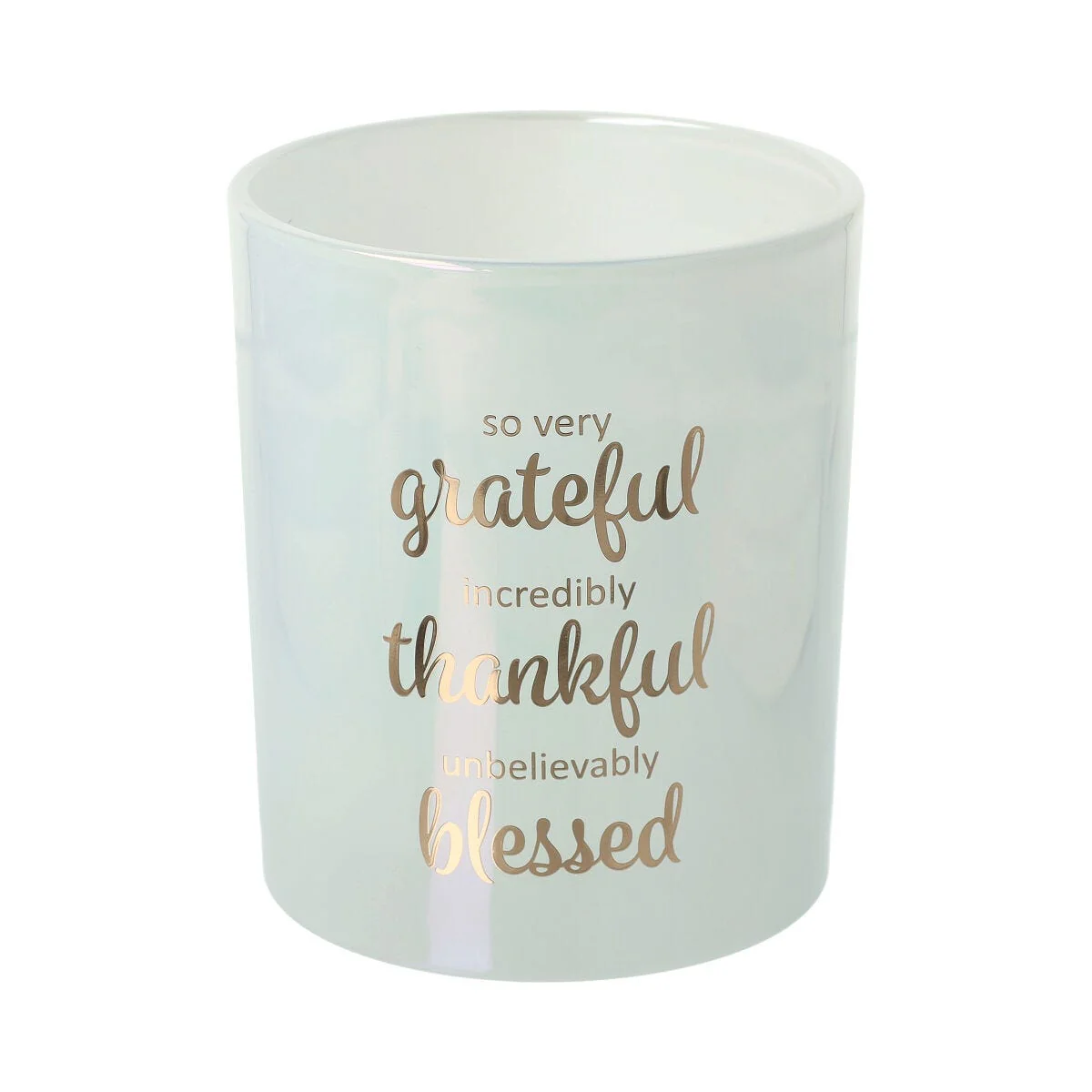 Oxford Candle Jar - White - Rose Gold Foil "Grateful" - Large - 12 of
