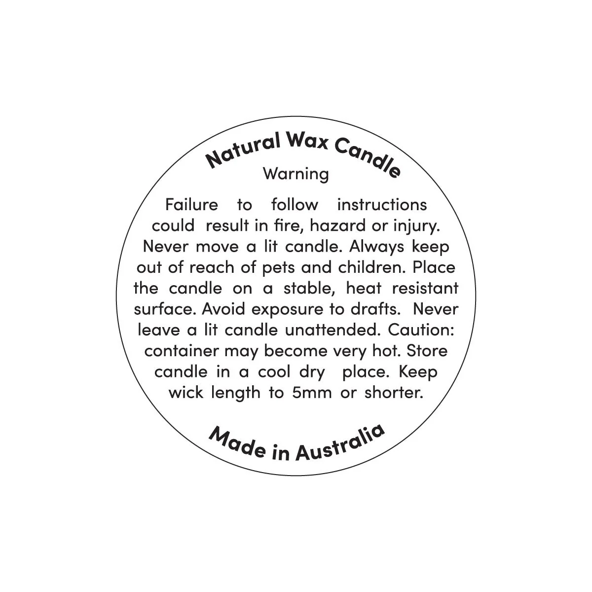 Warning Label - 35mm Round - Natural Wax - Image 5