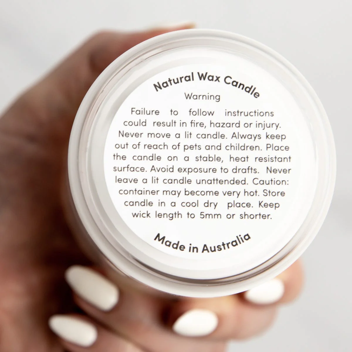 Warning Label - 50mm Round - Natural Wax - Image 4